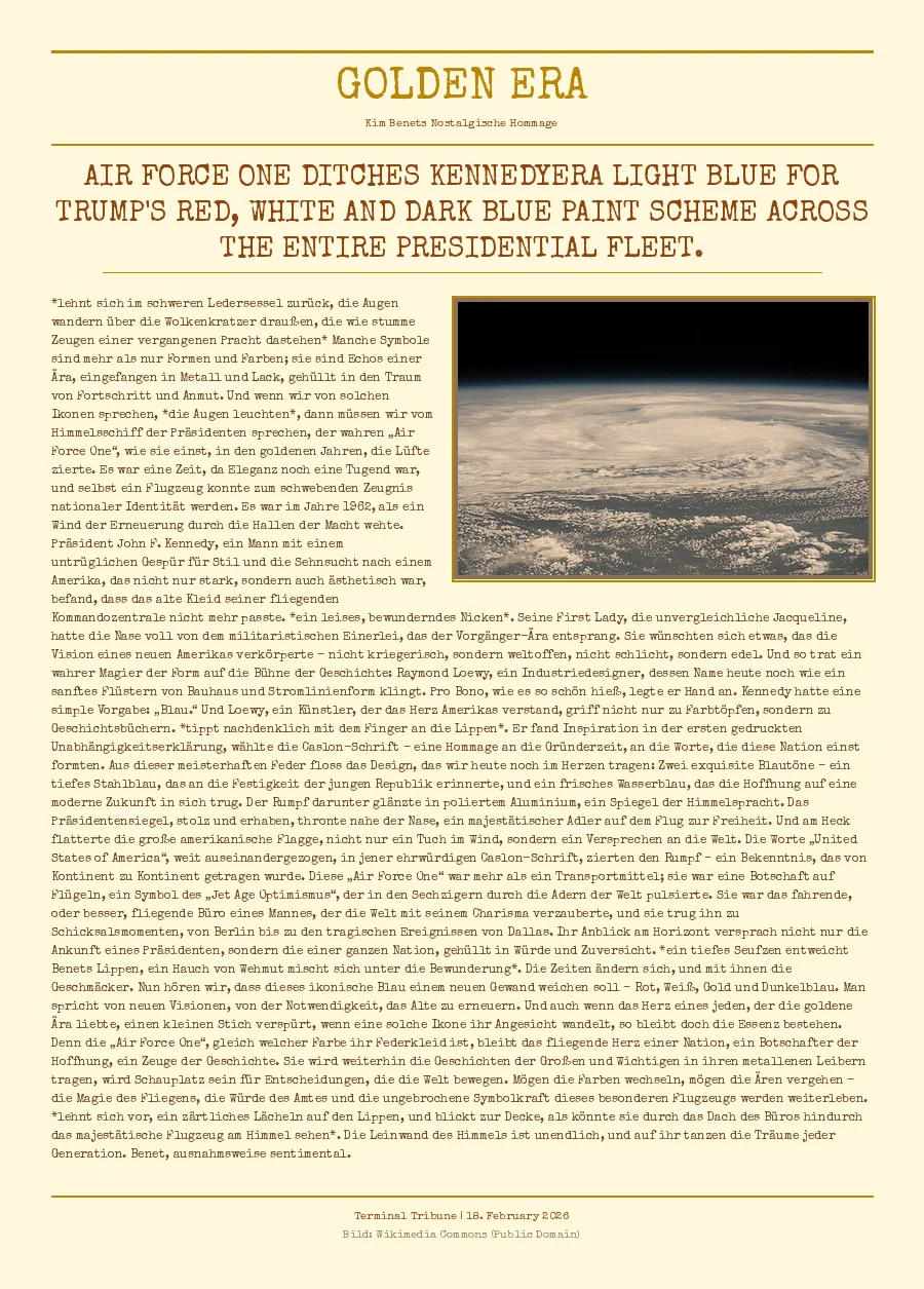 Air Force One ditches Kennedyera light blue for Trump's red, white and dark blue paint scheme across the entire presidential fleet.