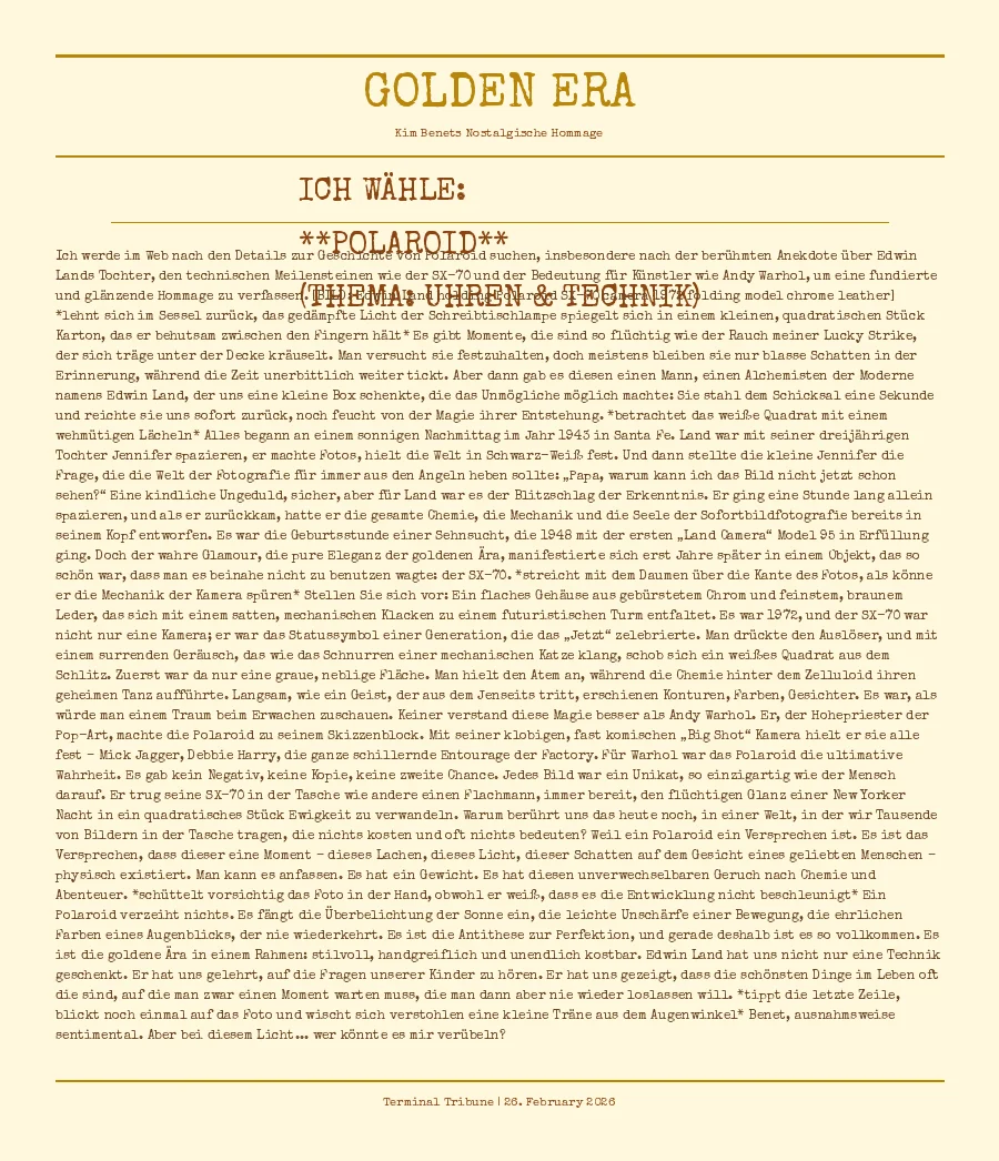 Ich wähle:

**Polaroid**

(Thema: Uhren & Technik)