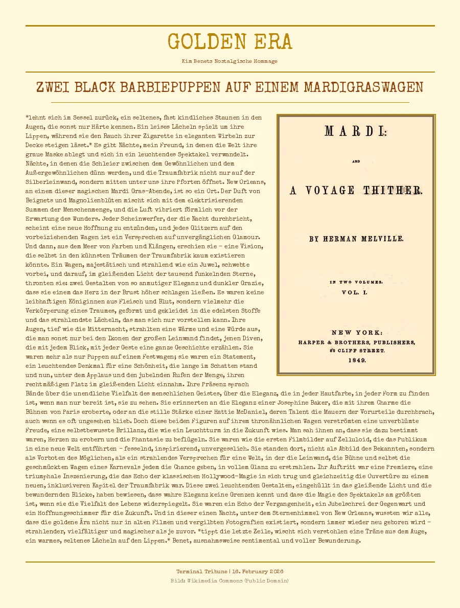 Zwei Black BarbiePuppen auf einem MardiGrasWagen