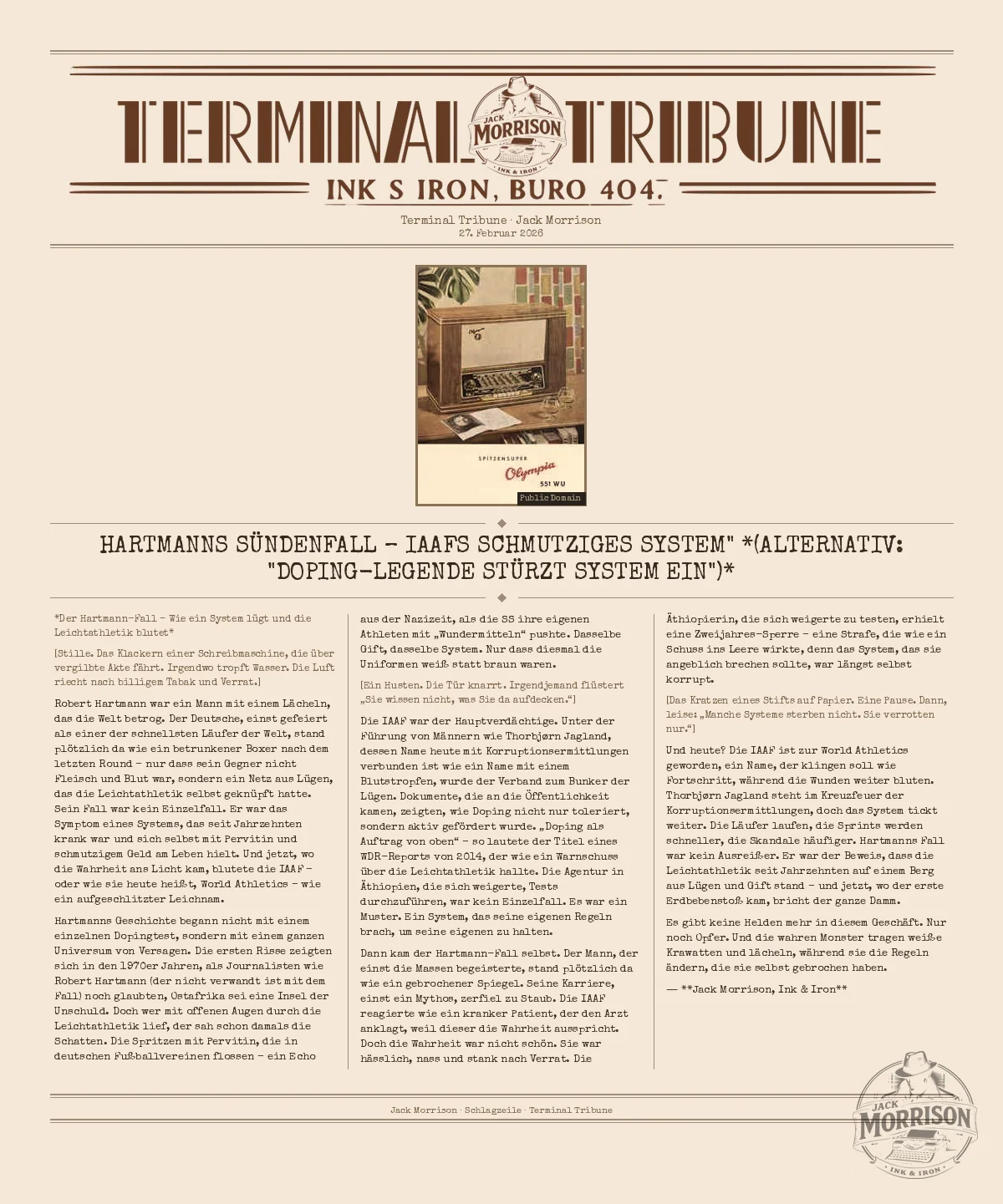 Hartmanns Sündenfall – IAAFs schmutziges System