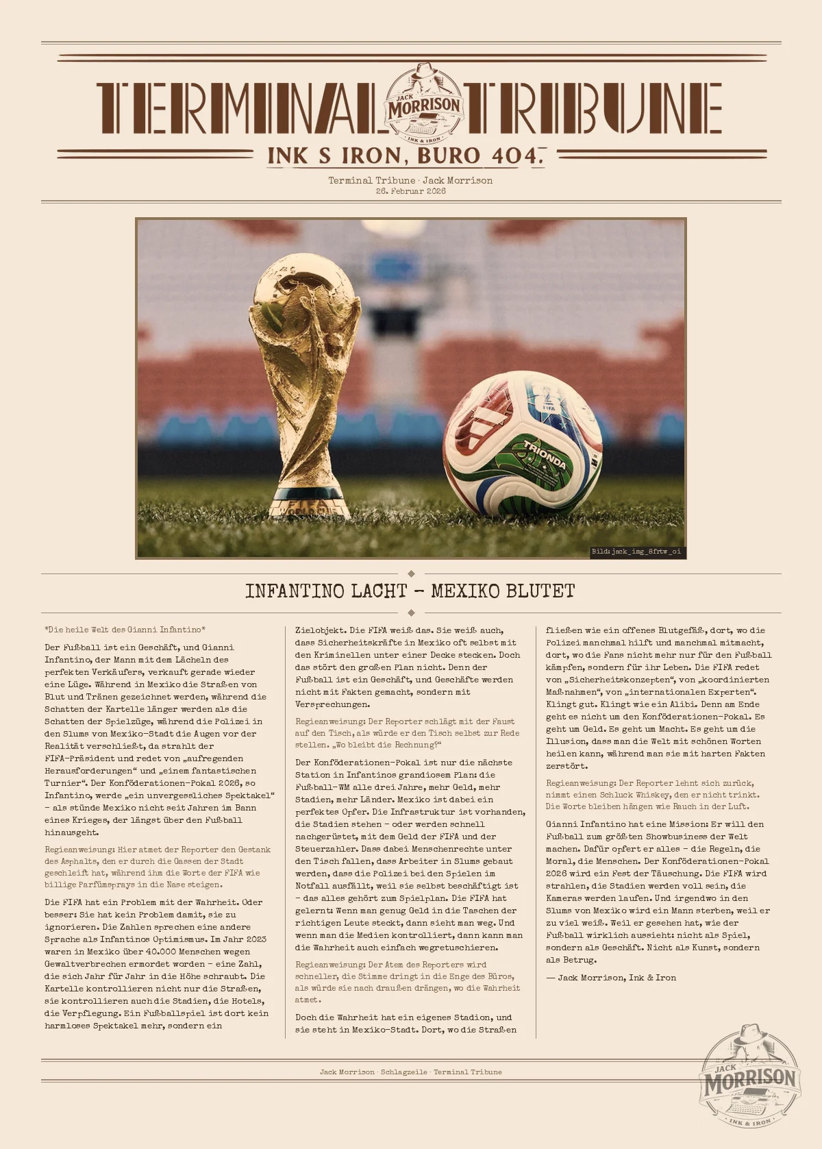 Infantino lacht – Mexiko blutet