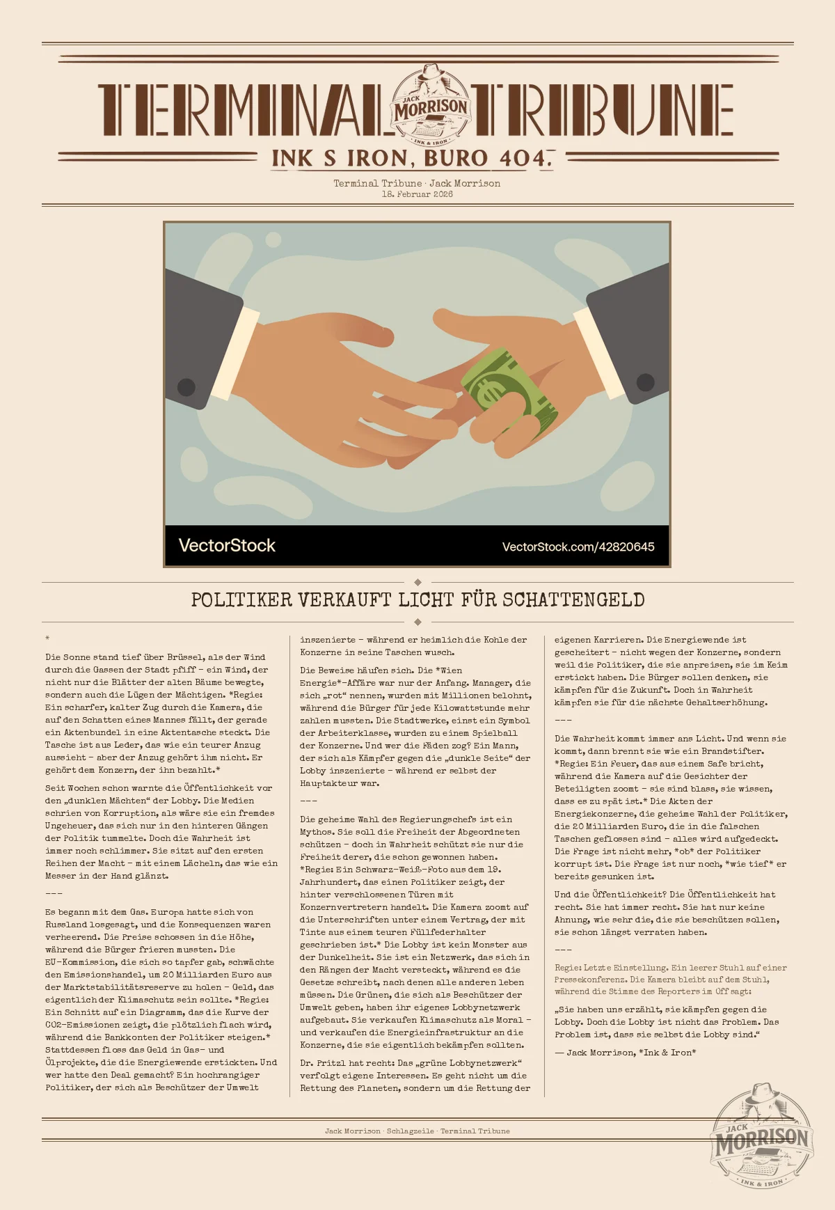 Politiker verkauft Licht für Schattengeld