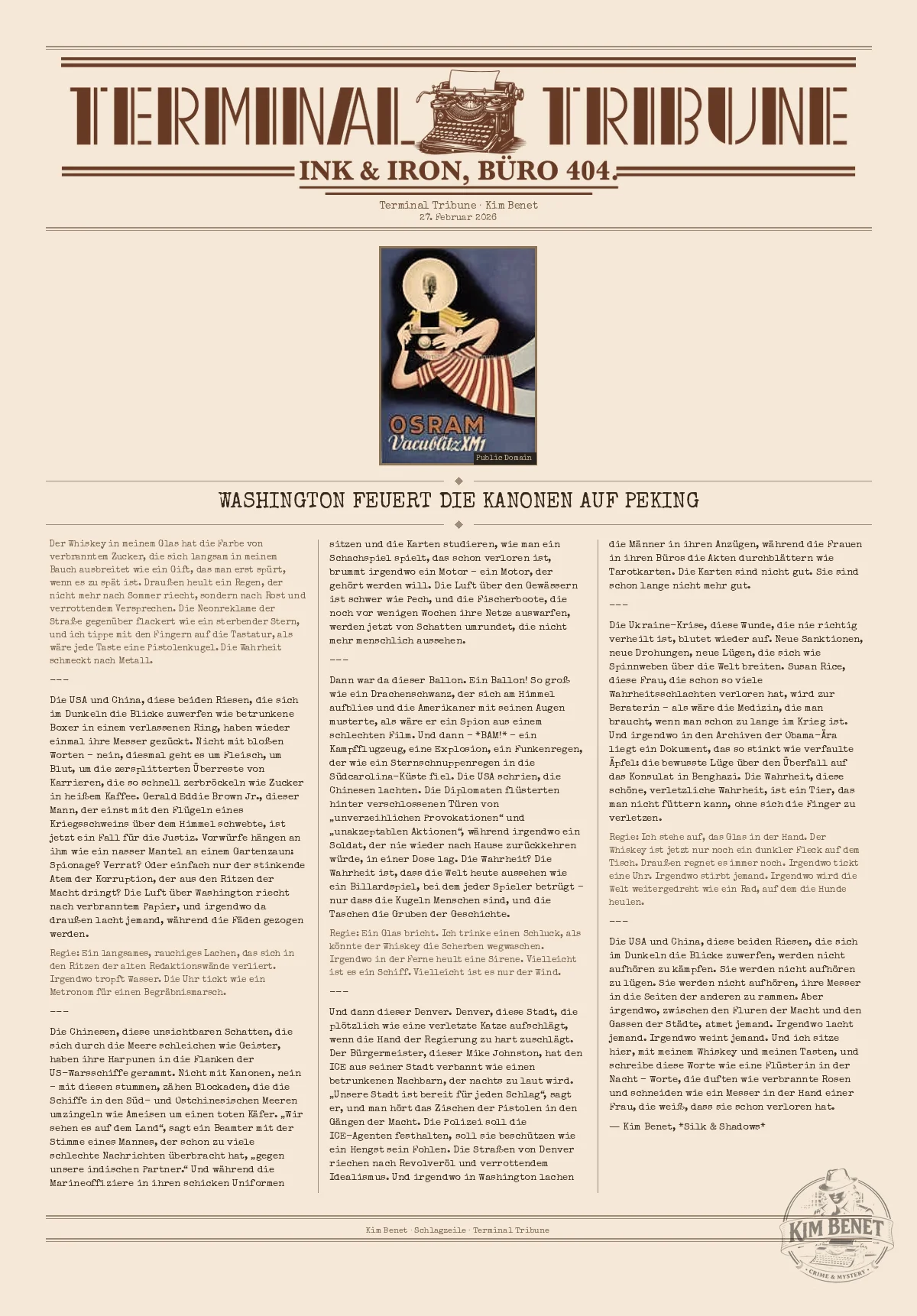 Washington feuert die Kanonen auf Peking