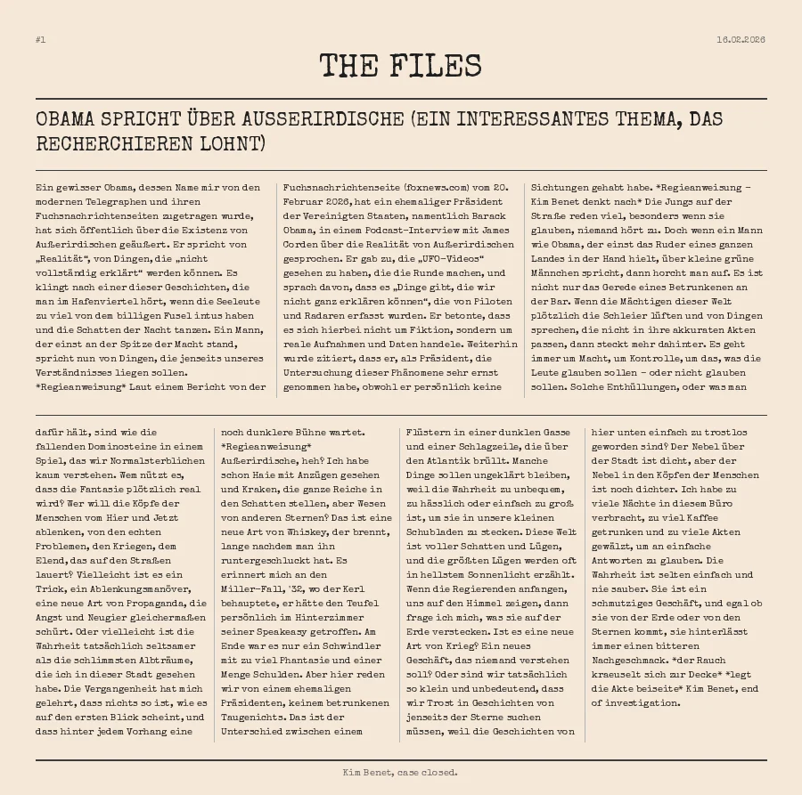 Obama spricht über Außerirdische (Ein interessantes Thema, das Recherchieren lohnt)