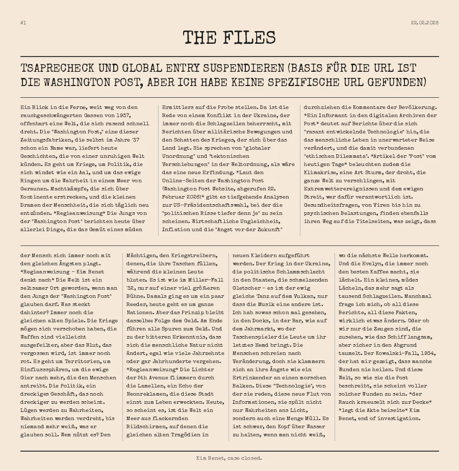 TSAPreCheck und Global Entry Suspendieren (Basis für die URL ist die Washington Post, aber ich habe keine spezifische...