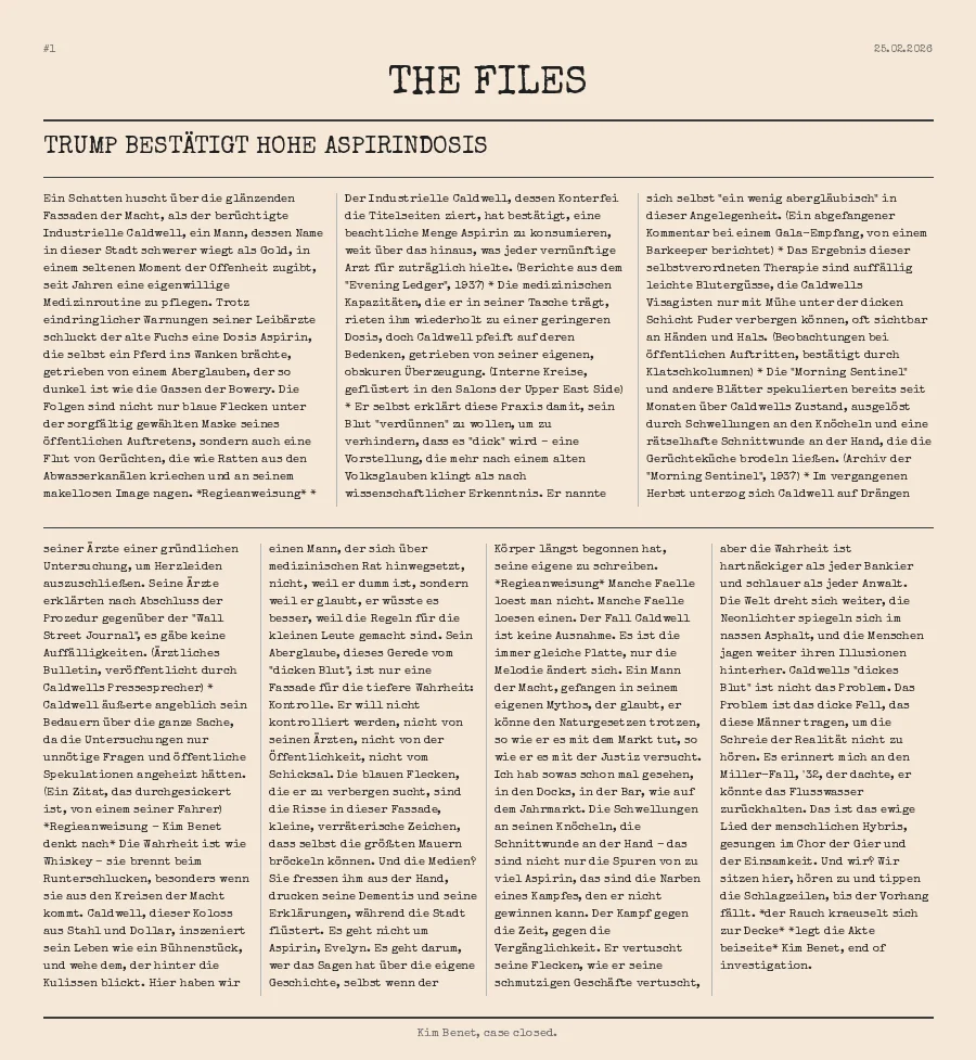 Trump bestätigt hohe AspirinDosis