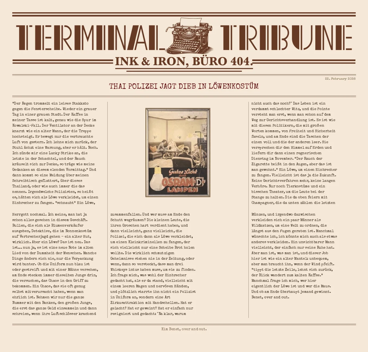 Thai Polizei jagt Dieb in Löwenkostüm