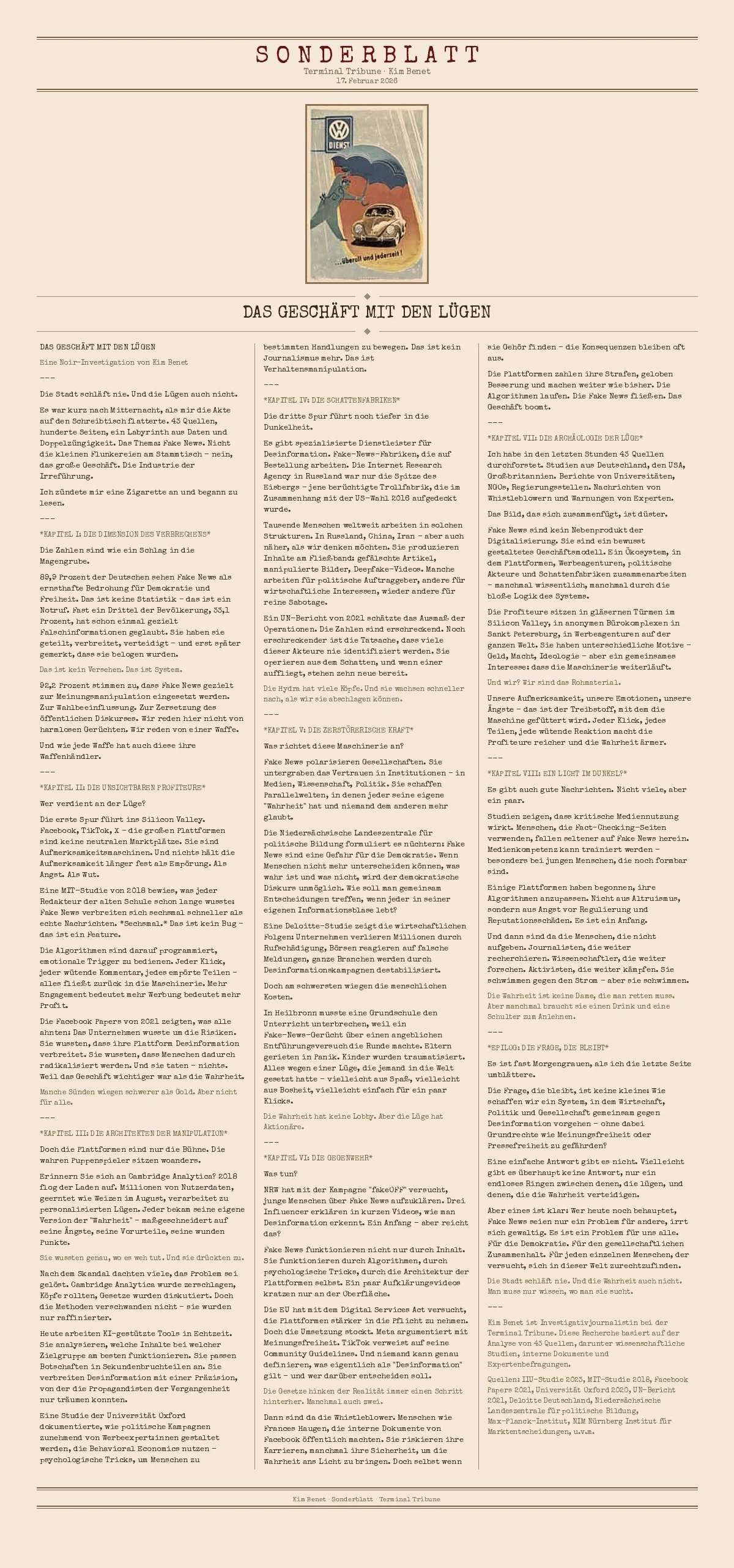 DAS GESCHÄFT MIT DEN LÜGEN