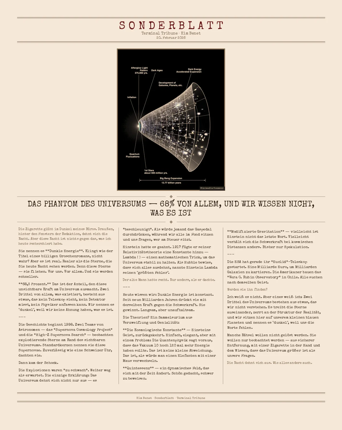 Das Phantom des Universums — 68% von Allem, und wir wissen nicht, was es ist