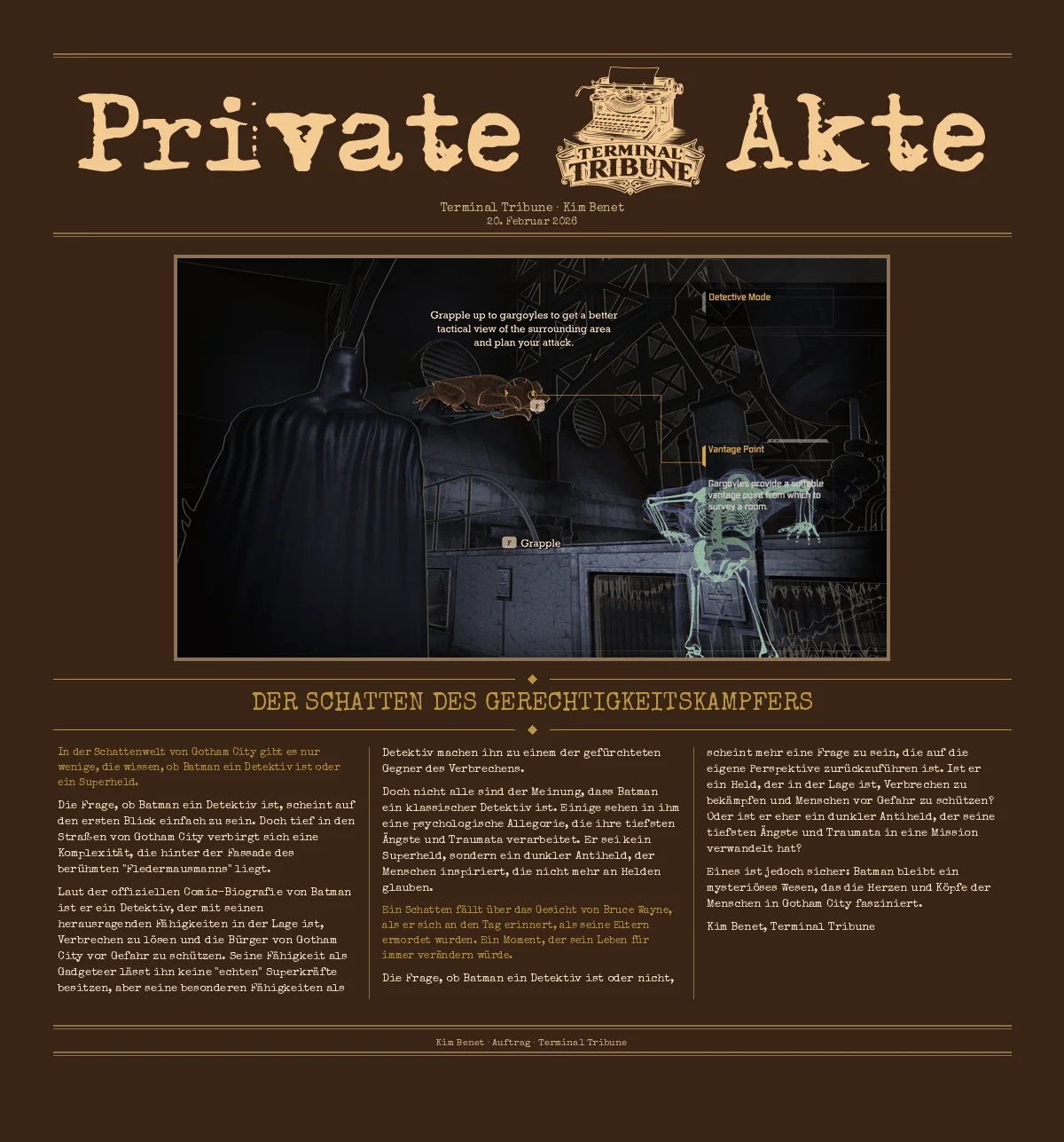 Der Schatten des Gerechtigkeitskampfers