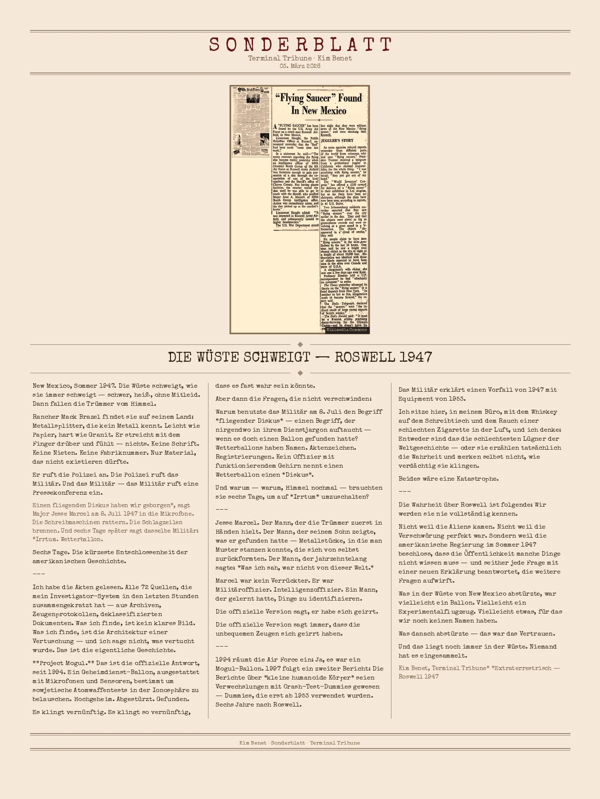 Die Wüste schweigt — Roswell 1947