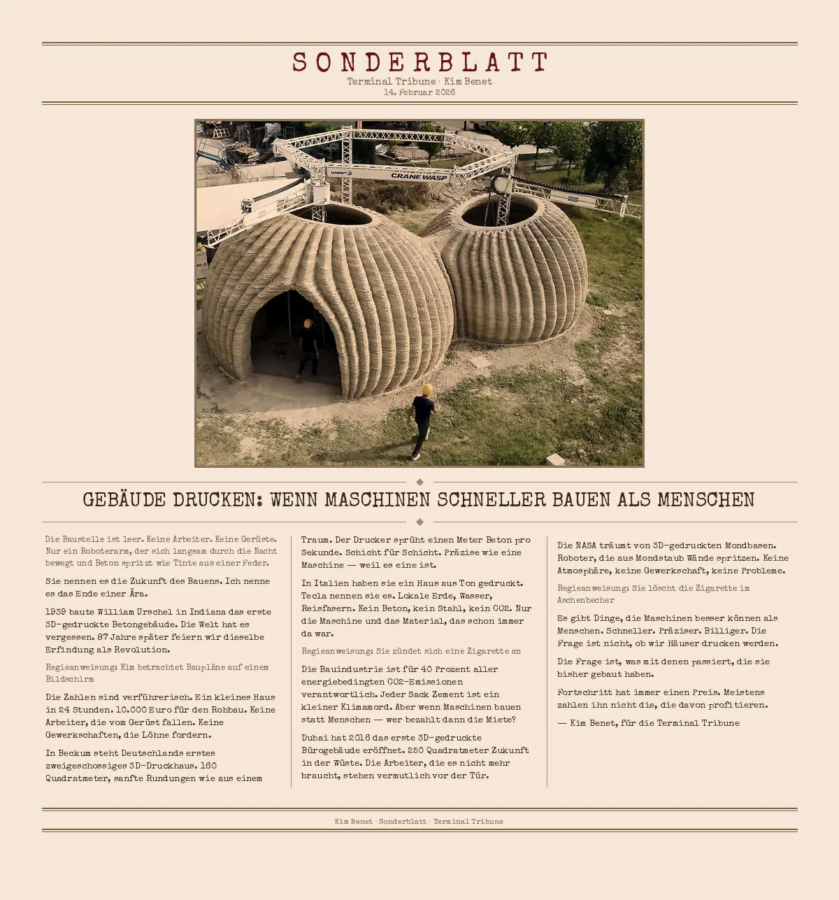 Gebäude drucken: Wenn Maschinen schneller bauen als Menschen