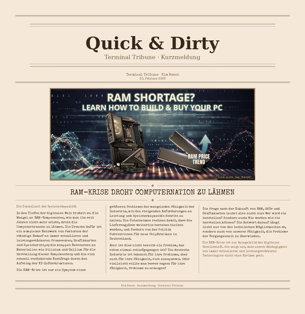 RAM-Krise droht Computernation zu lähmen